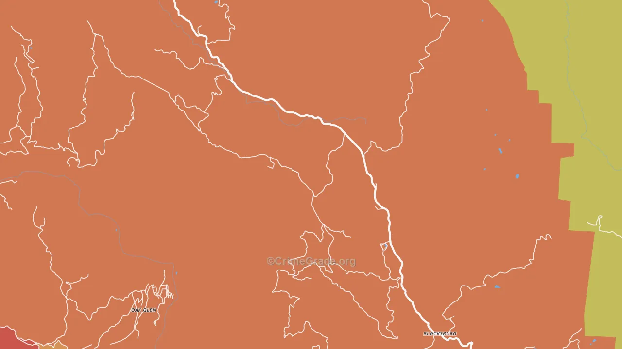 Blocksburg, CA Map of Assault Rates