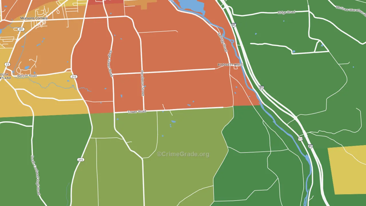 Blodgett Mills, NY Map of Assault Rates