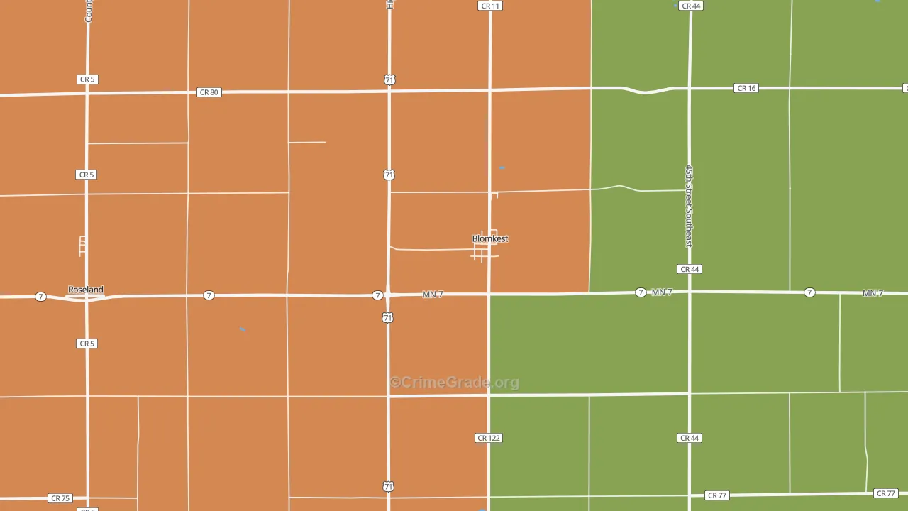 Blomkest, MN Map of Assault Rates