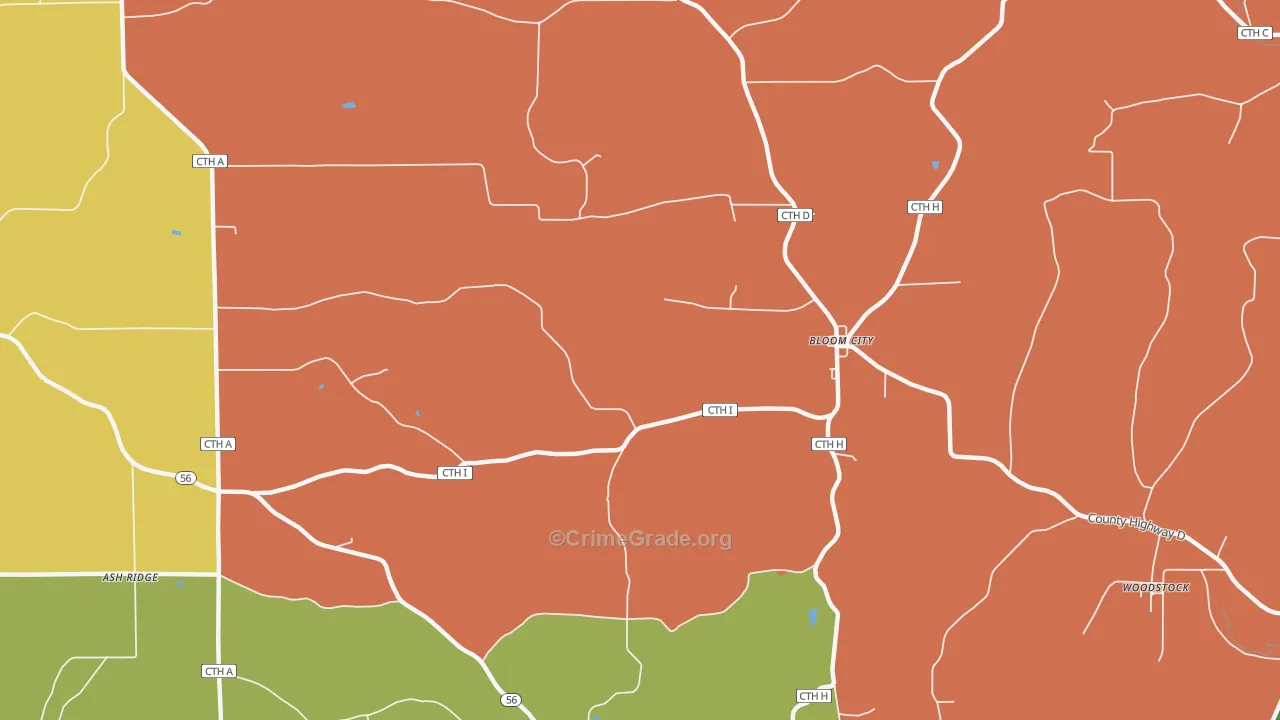 Bloom City, WI Map of Assault Rates