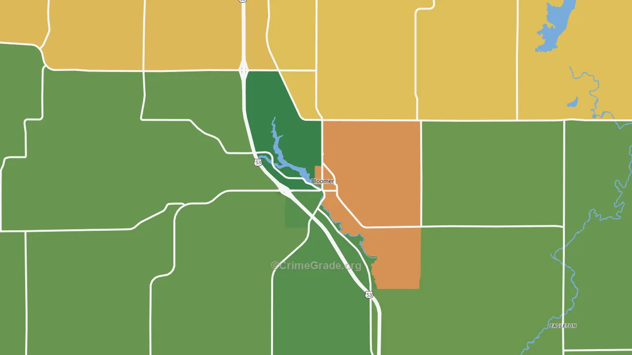 Bloomer, WI Map of Assault Rates