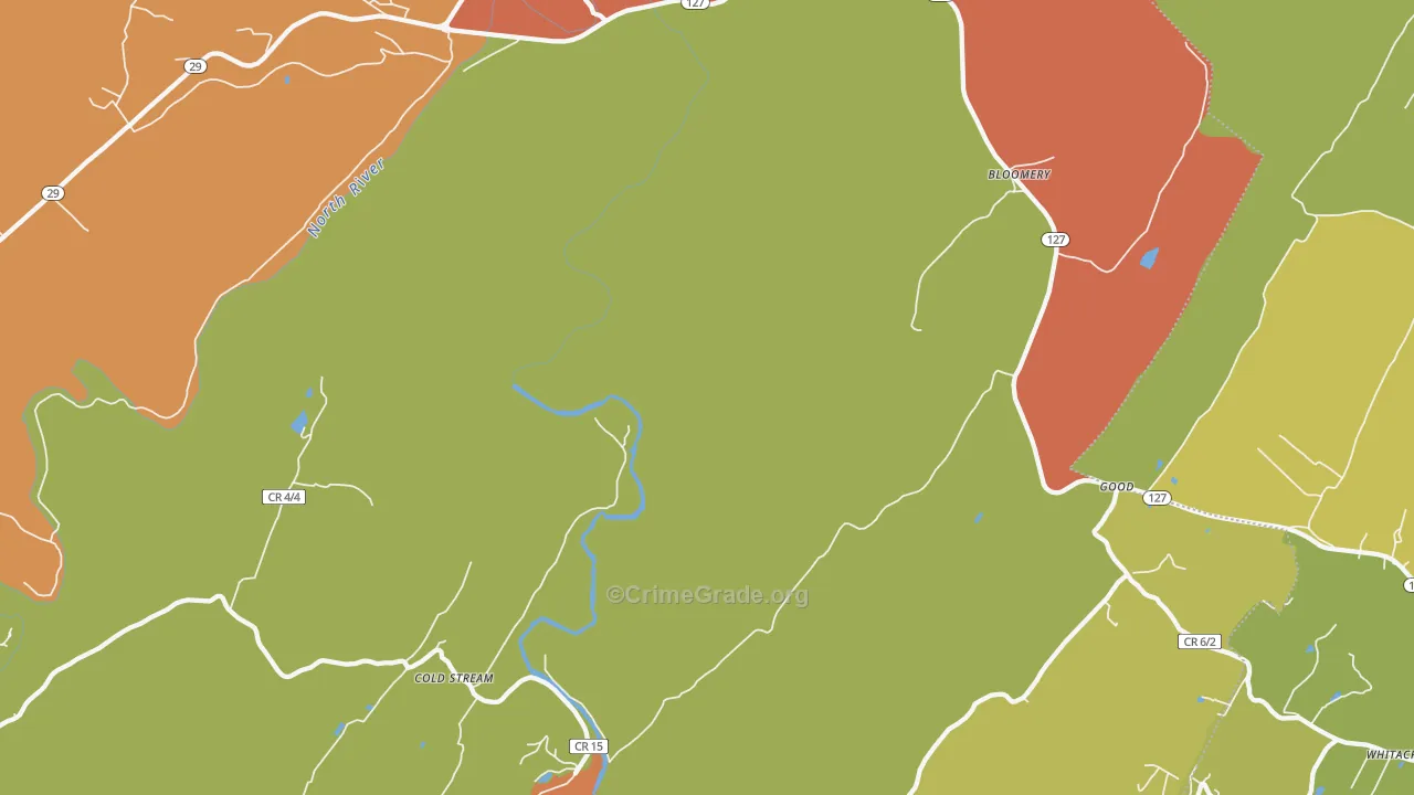 Bloomery, WV Map of Assault Rates