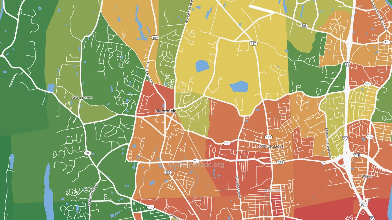 Bloomfield, CT Map of Assault Rates