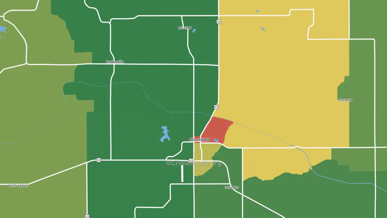 Bloomfield, IA Map of Assault Rates