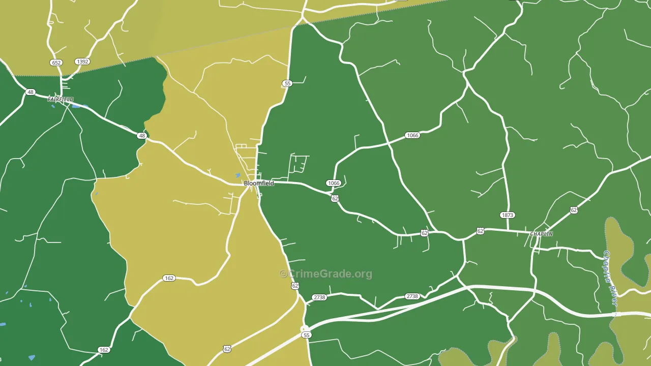 Bloomfield, KY Map of Assault Rates