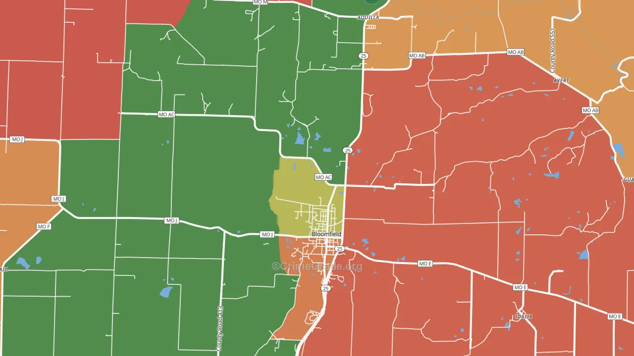 Bloomfield, MO Map of Assault Rates