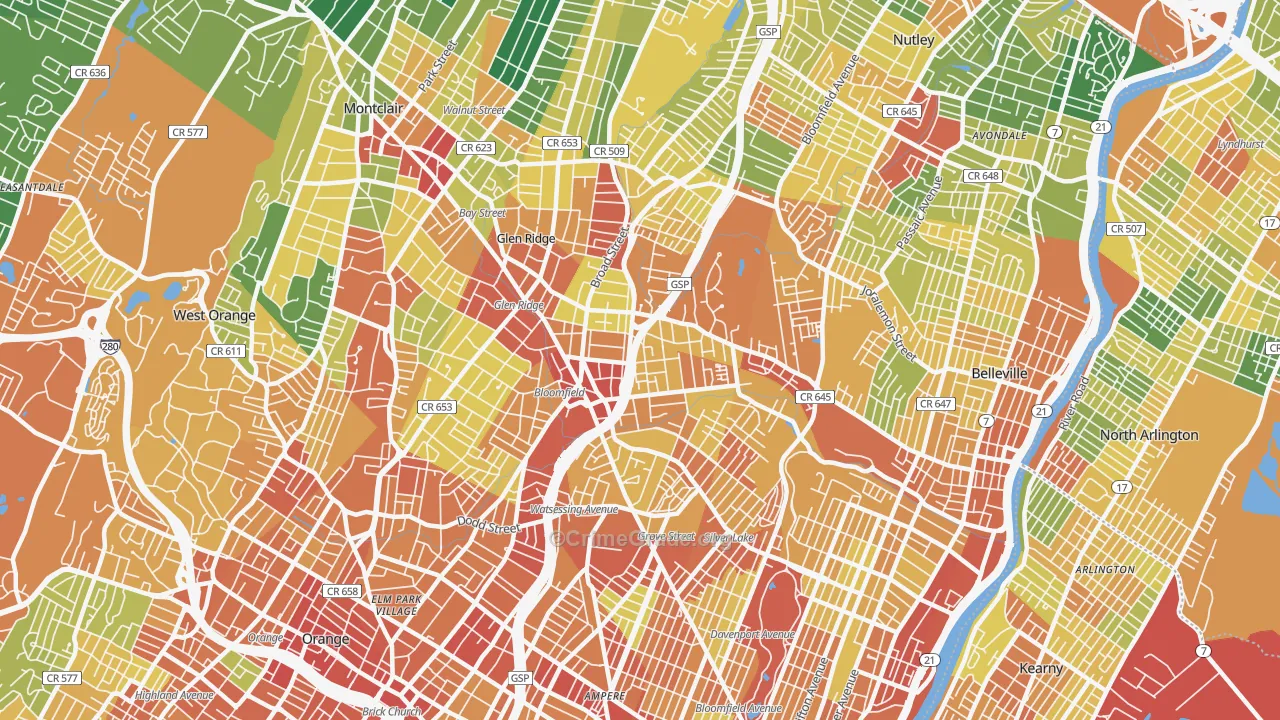 Bloomfield, NJ Map of Assault Rates