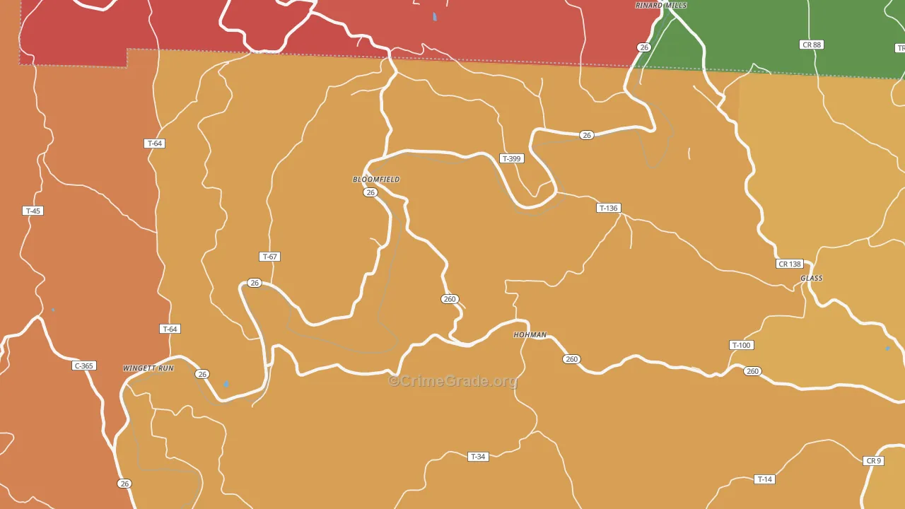 Bloomfield, OH Map of Assault Rates