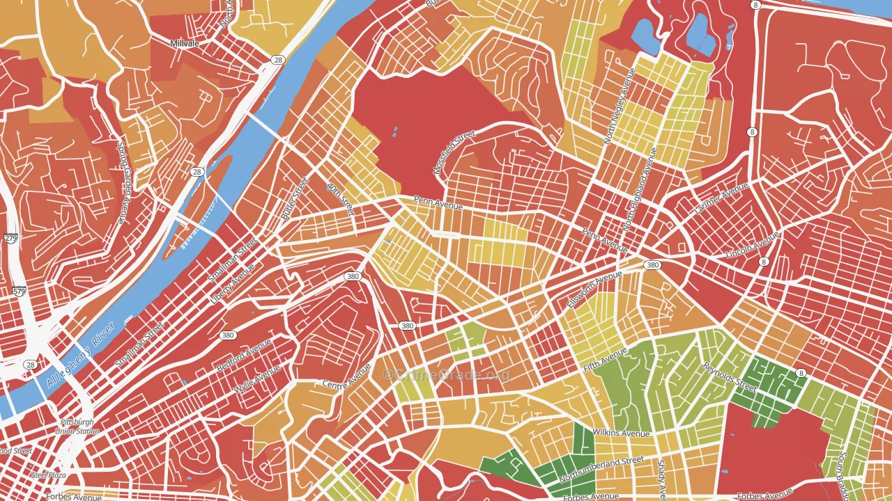 Bloomfield, Pittsburgh, PA Map of Assault Rates