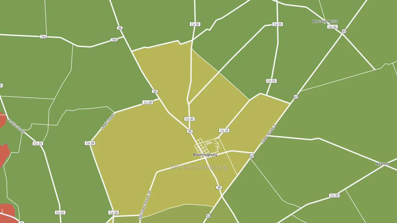 Bloomingburg, OH Map of Assault Rates