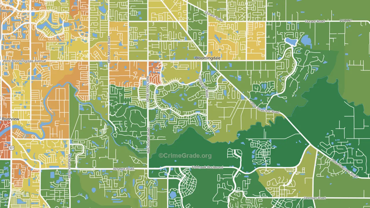 Bloomingdale, FL Map of Assault Rates