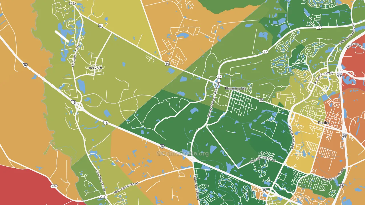Bloomingdale, GA Map of Assault Rates