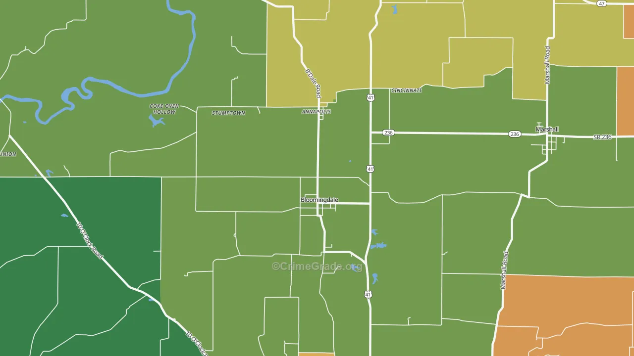 Bloomingdale, IN Map of Assault Rates