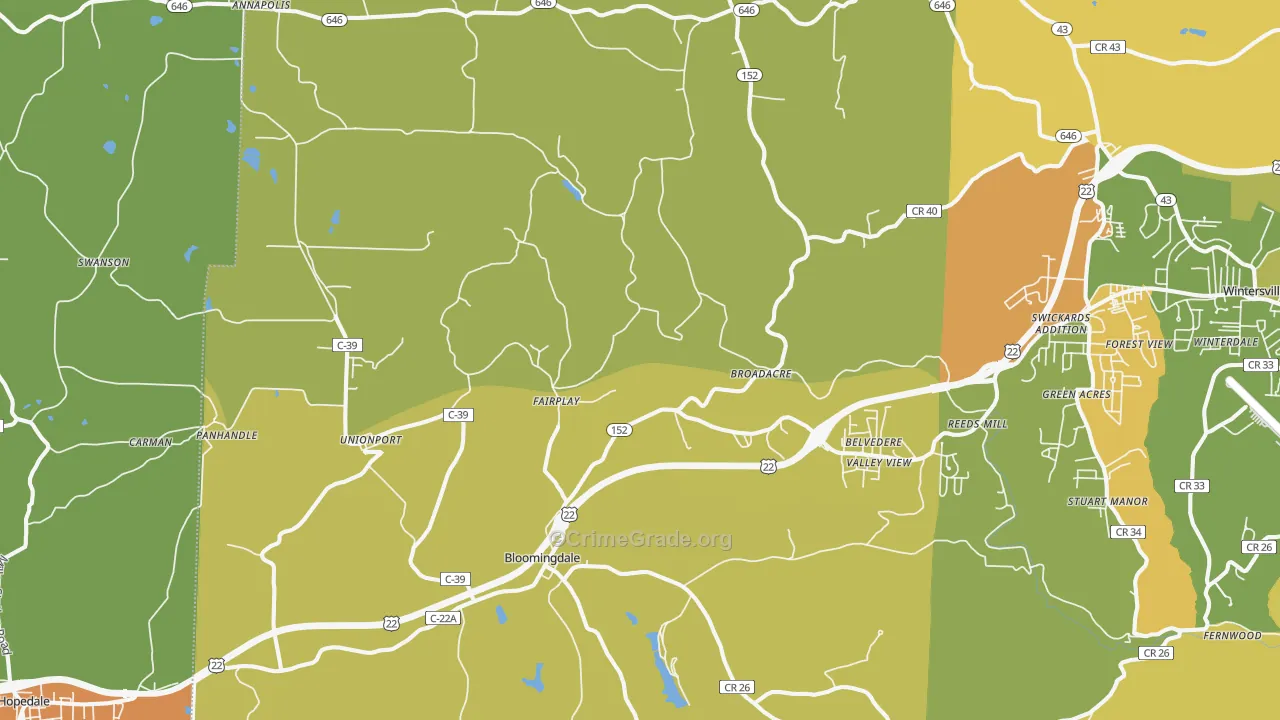 Bloomingdale, OH Map of Assault Rates