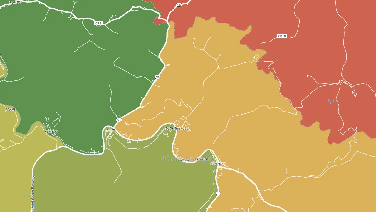 Bloomingrose, WV Map of Assault Rates