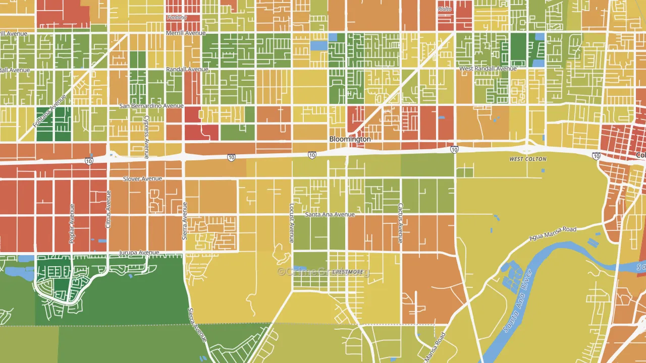 Bloomington, CA Map of Assault Rates