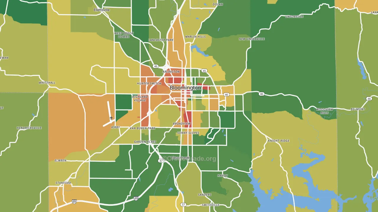 Bloomington, IN Map of Assault Rates