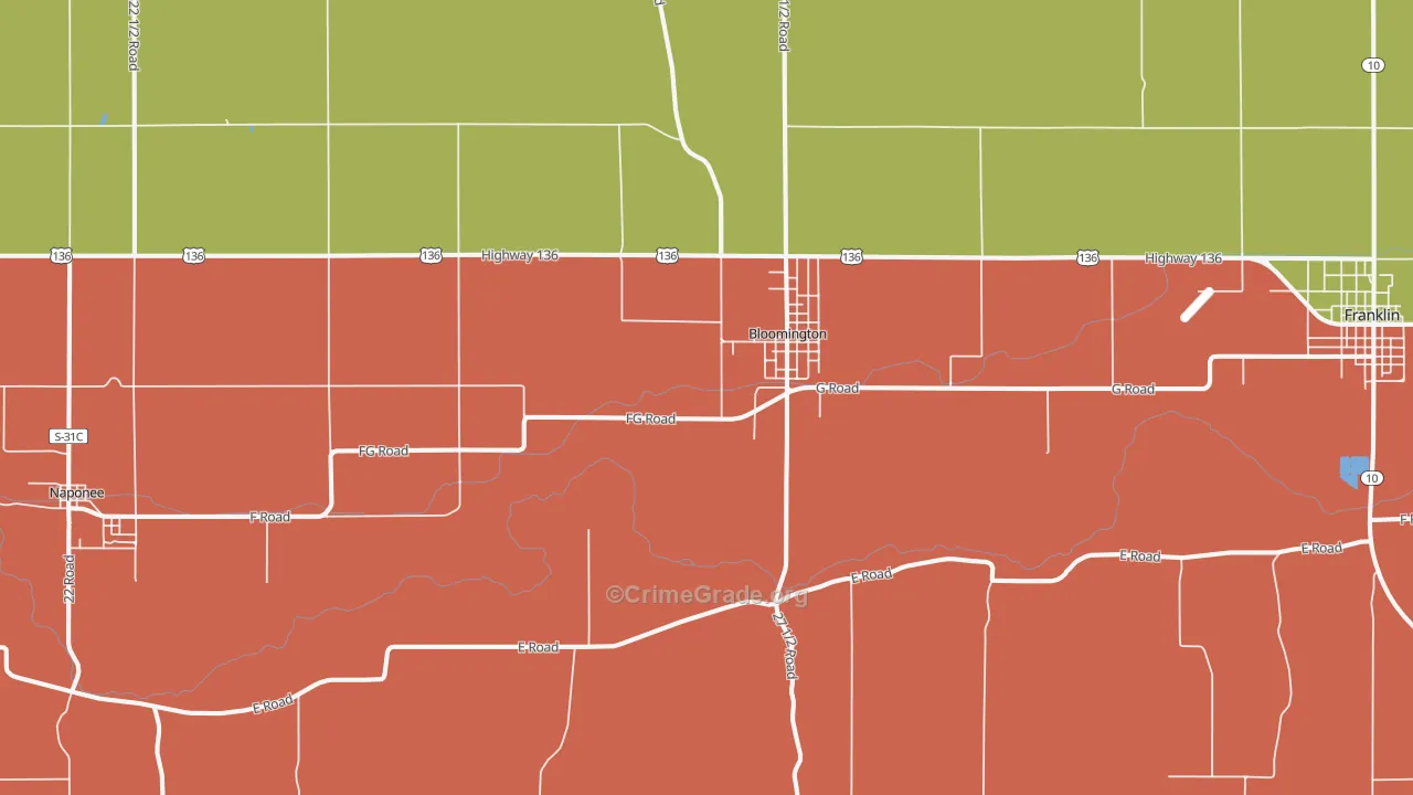 Bloomington, NE Map of Assault Rates