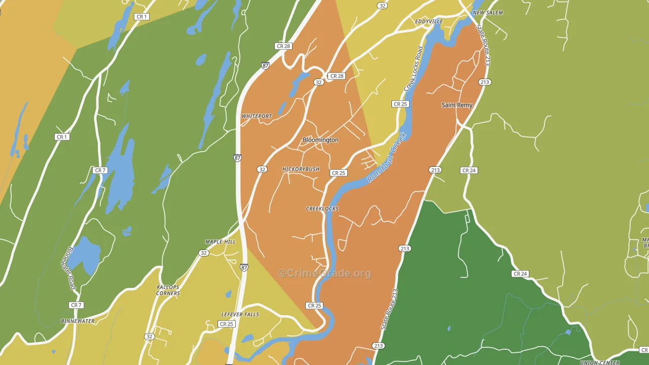 Bloomington, NY Map of Assault Rates