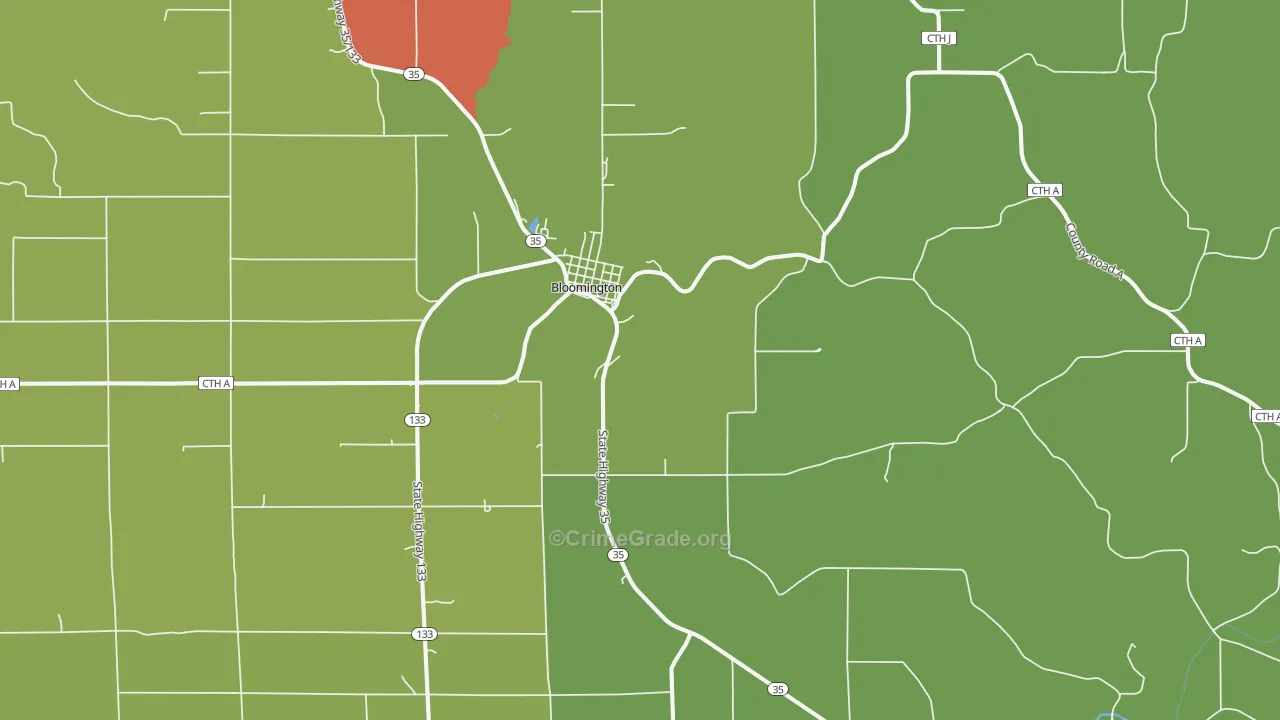 Bloomington, WI Map of Assault Rates