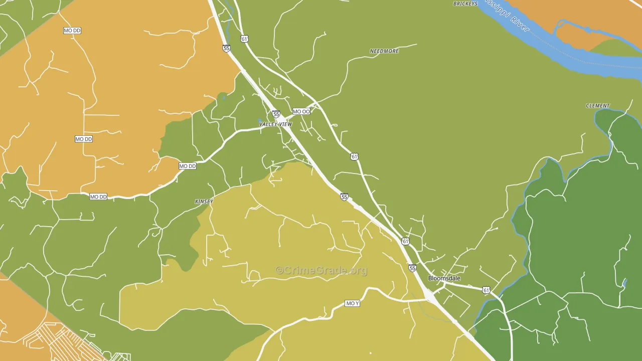 Bloomsdale, MO Map of Assault Rates