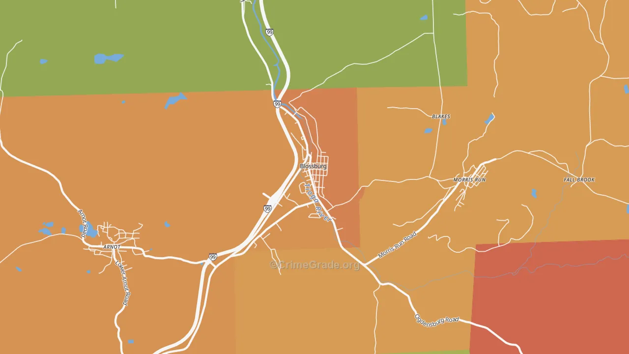 Blossburg, PA Map of Assault Rates