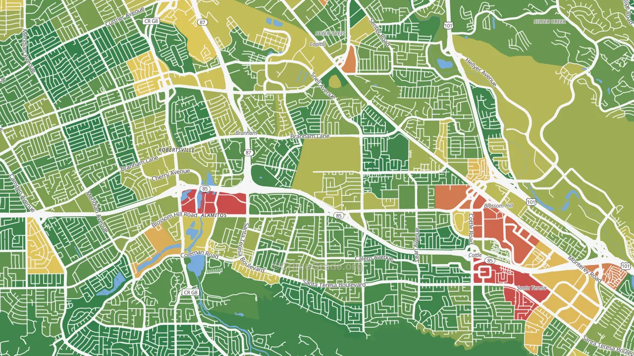 Blossom Valley, San Jose, CA Map of Assault Rates