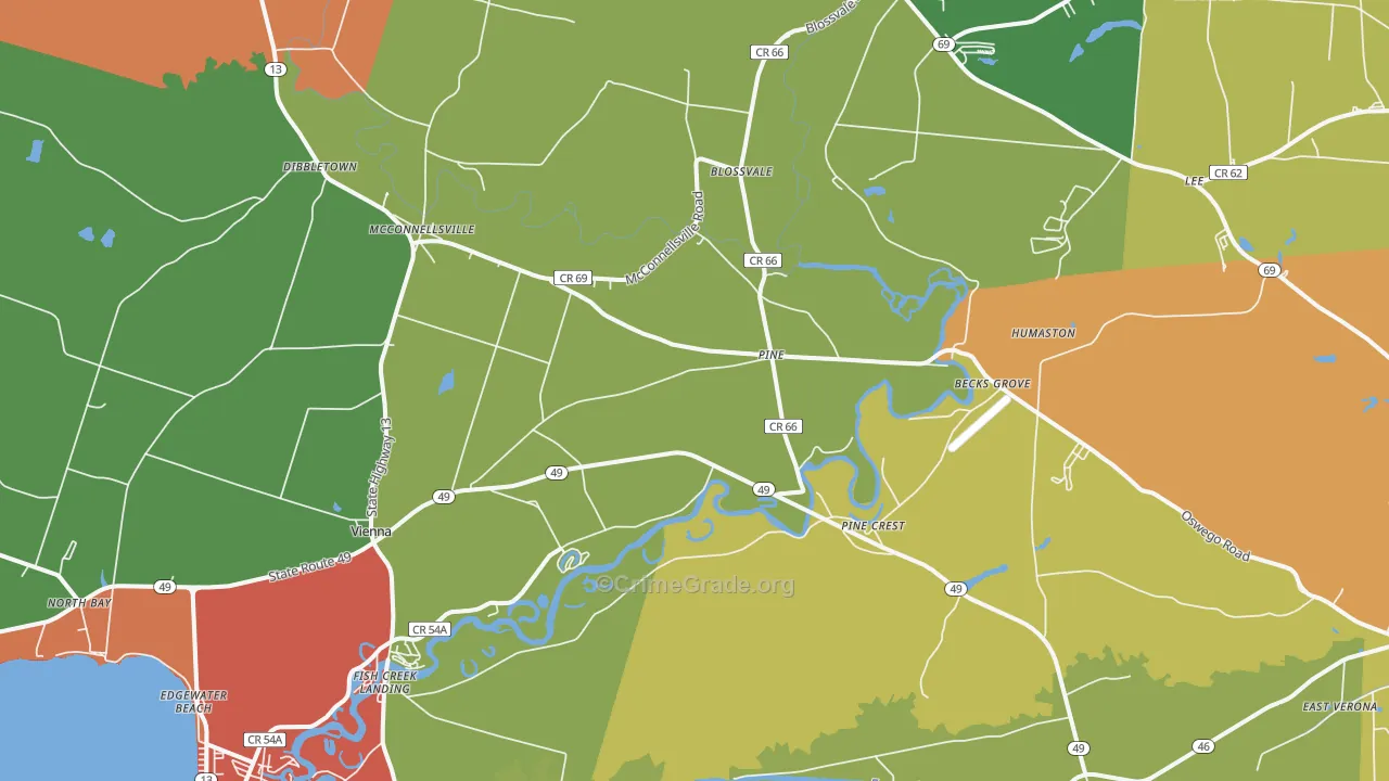 Blossvale, NY Map of Assault Rates