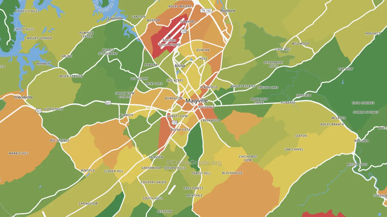 Blount County, TN Map of Assault Rates