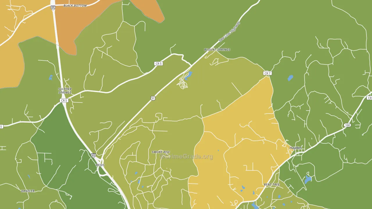 Blount Springs, AL Map of Assault Rates