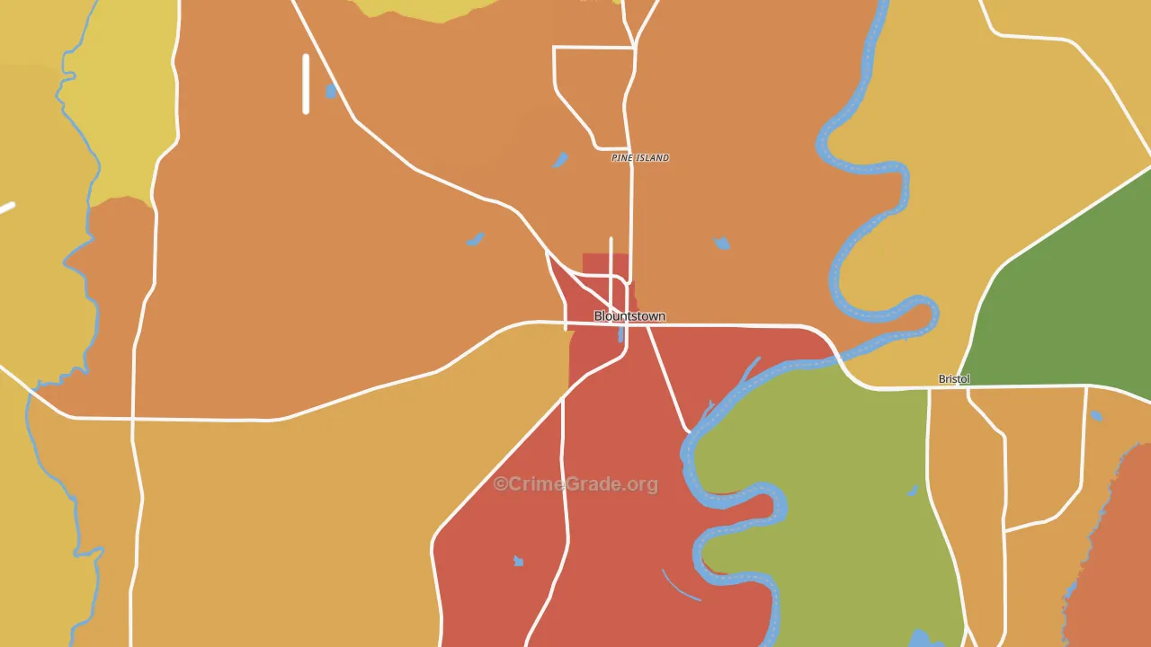 Blountstown, FL Map of Assault Rates