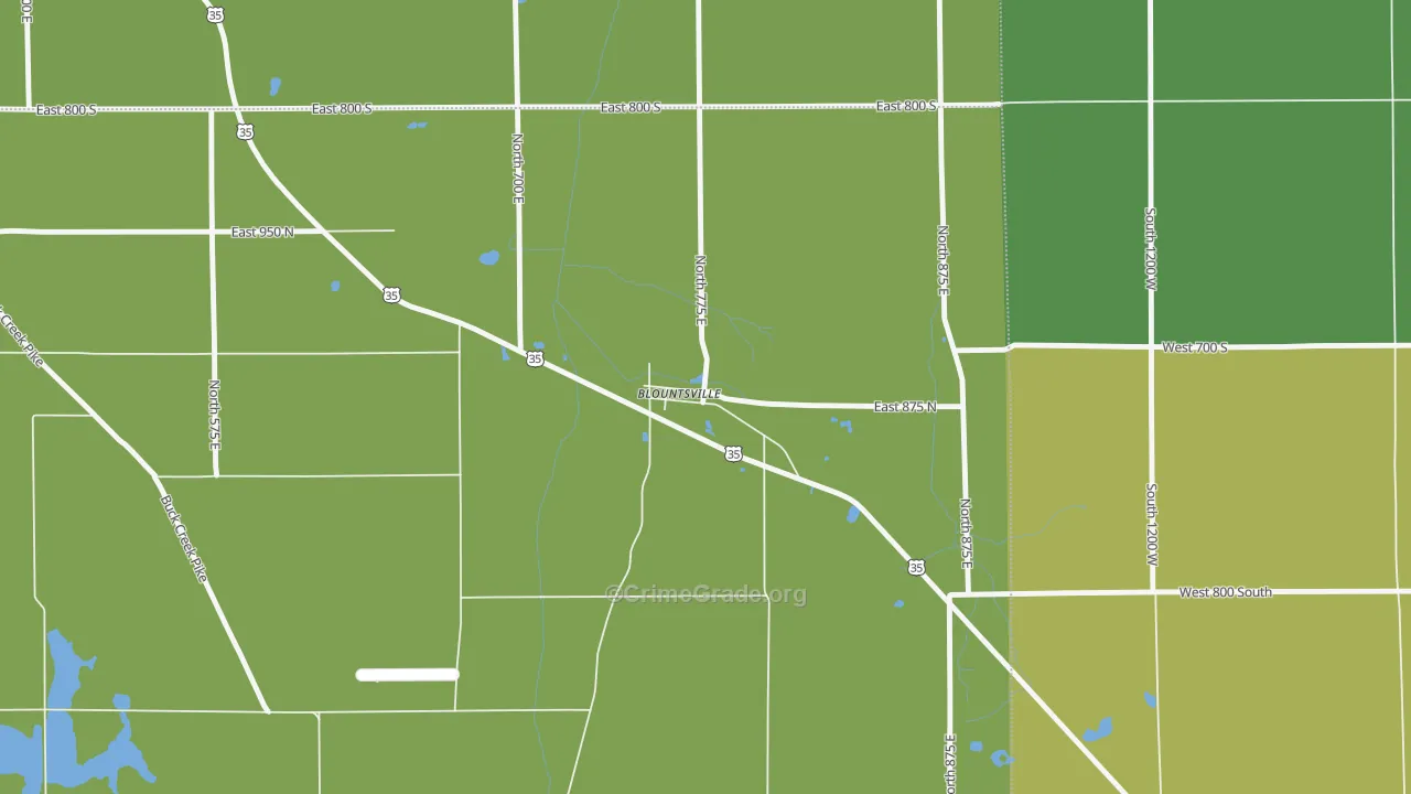 Blountsville, IN Map of Assault Rates