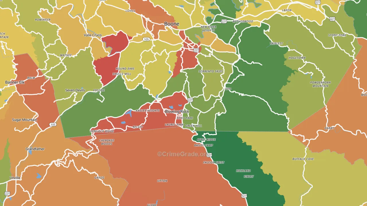 Blowing Rock, NC Map of Assault Rates