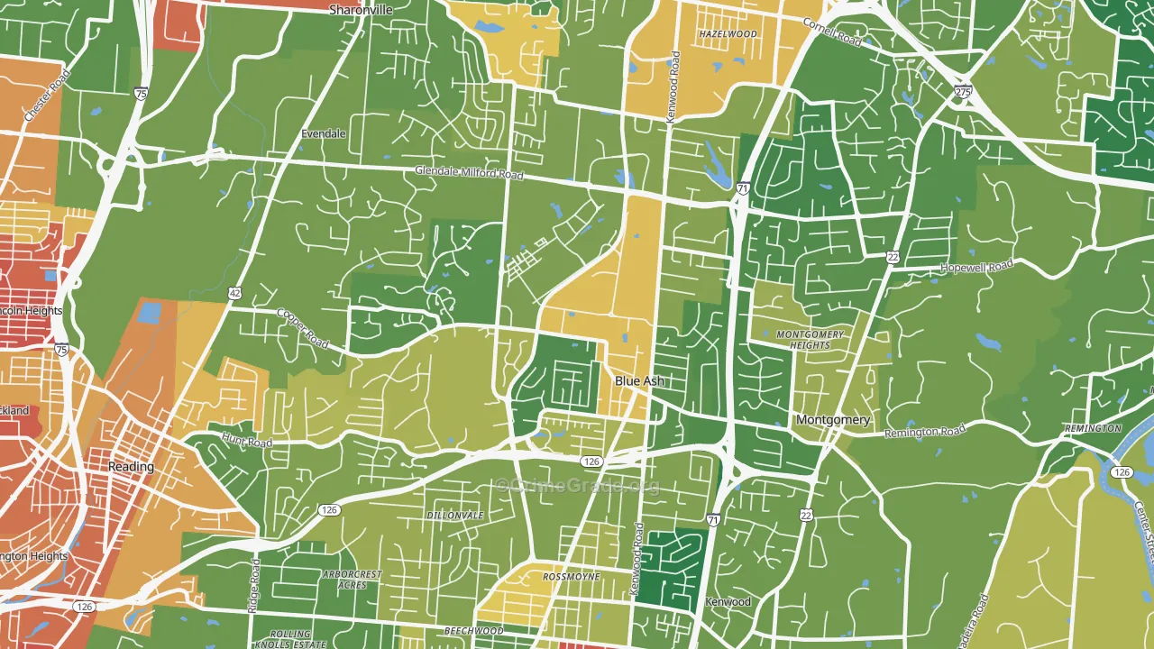 Blue Ash, OH Map of Assault Rates