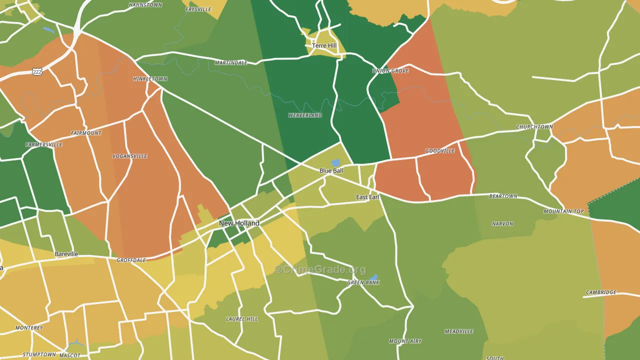 Blue Ball, PA Map of Assault Rates