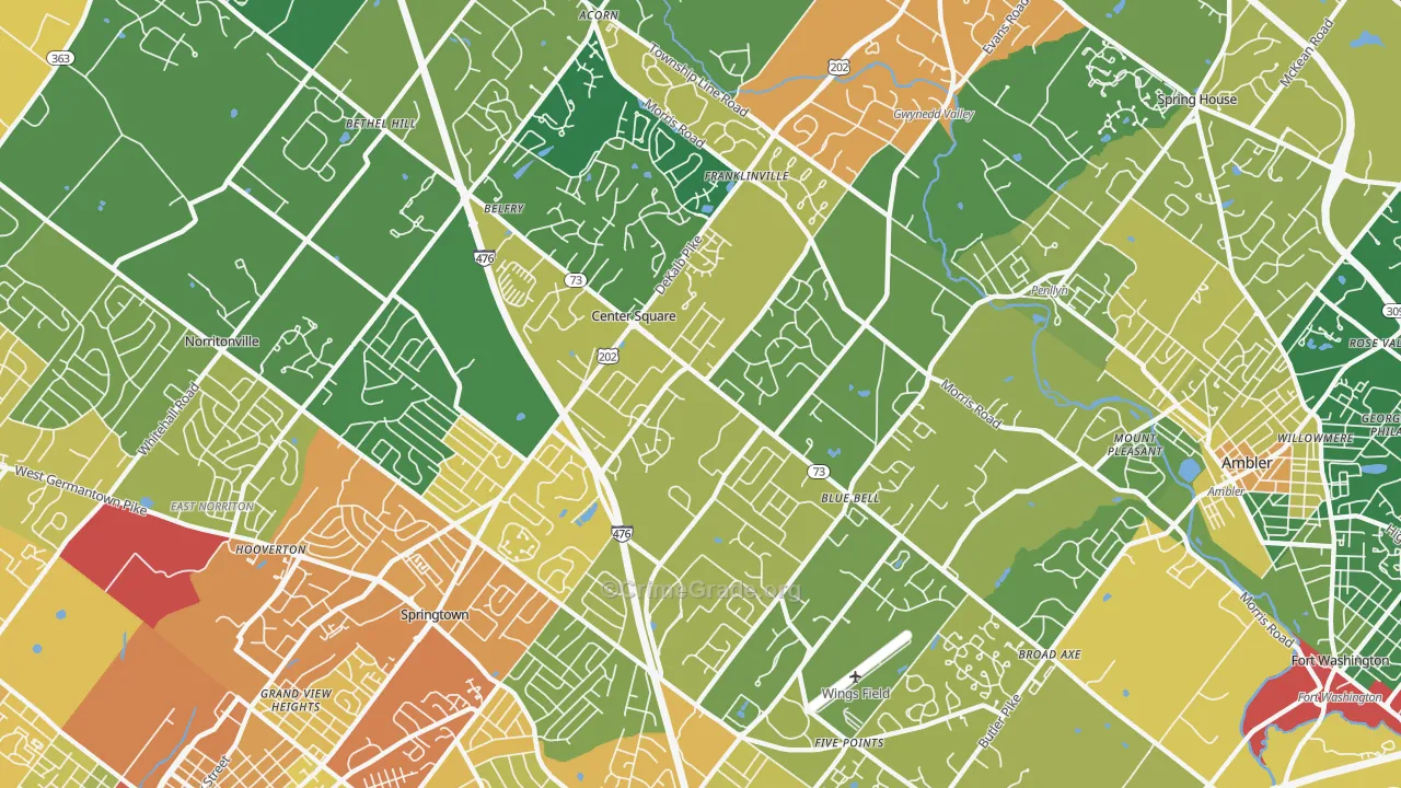 Blue Bell, PA Map of Assault Rates