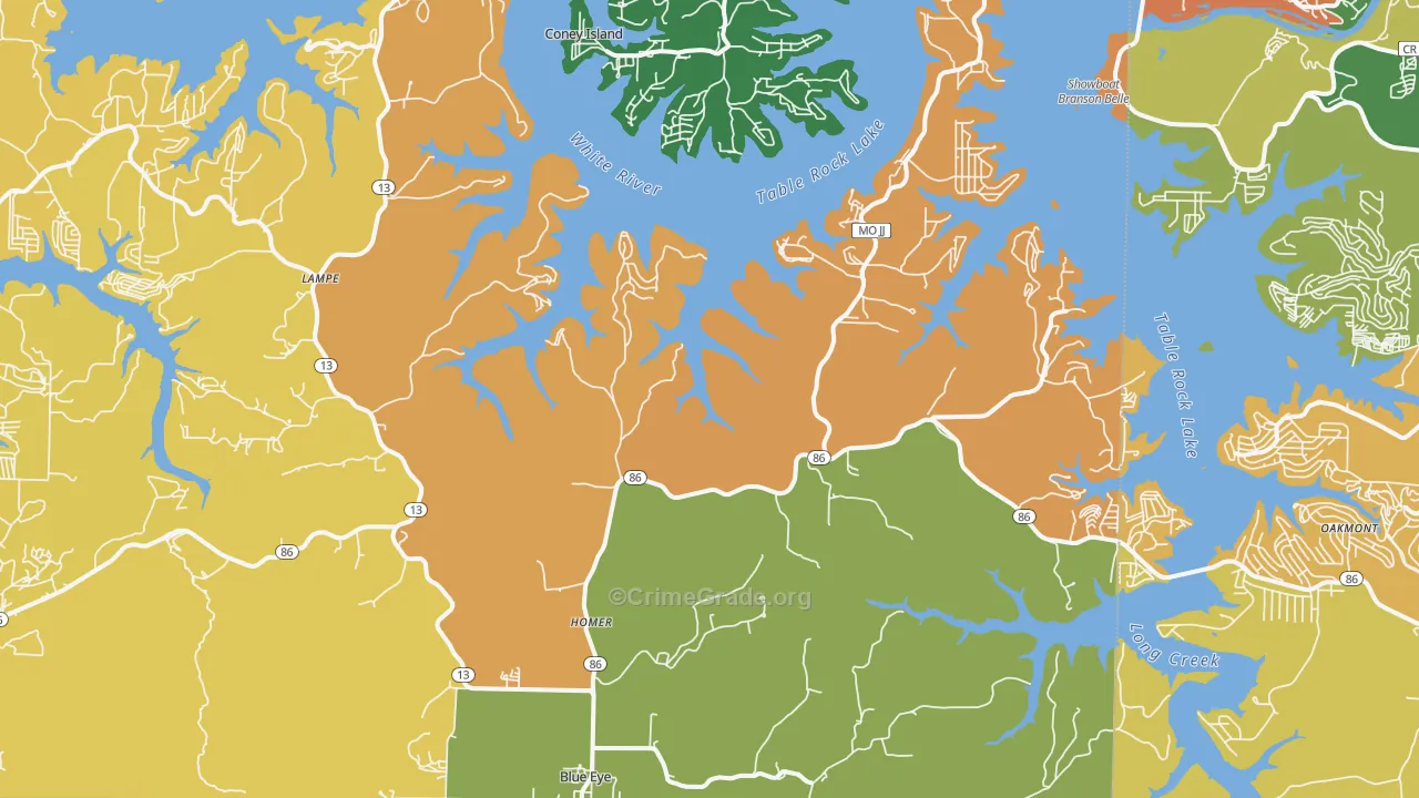 Blue Eye, MO Map of Assault Rates
