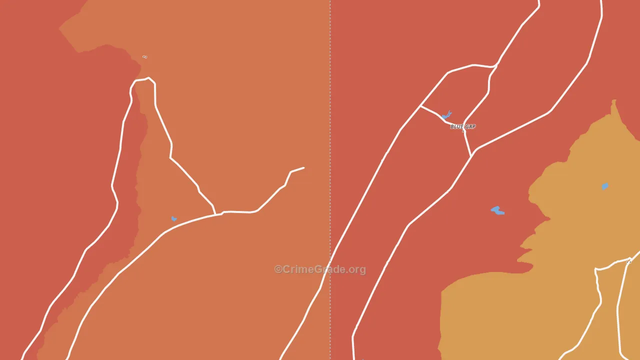 Blue Gap, AZ Map of Assault Rates