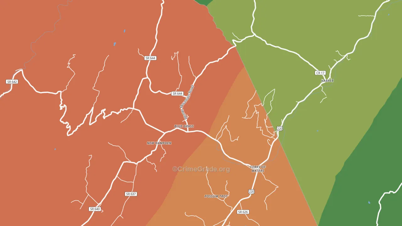 Blue Grass, VA Map of Assault Rates