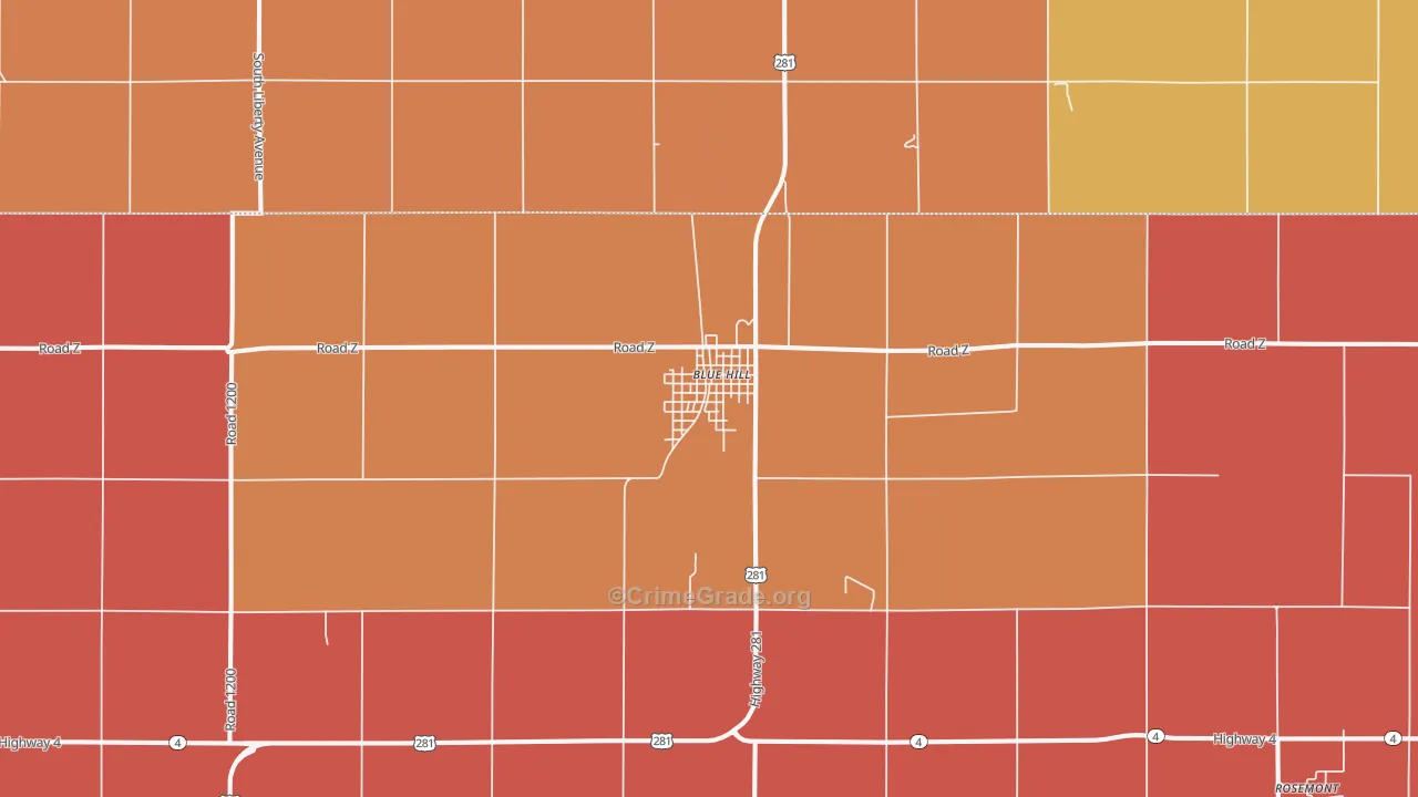 Blue Hill, NE Map of Assault Rates