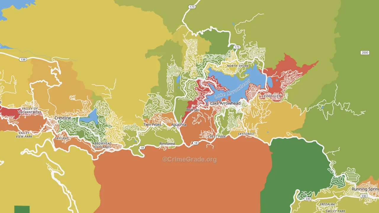 Blue Jay, CA Map of Assault Rates