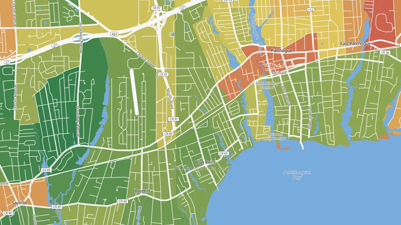 Blue Point, NY Map of Assault Rates
