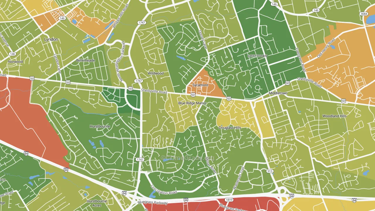 Blue Ridge Manor, KY Map of Assault Rates