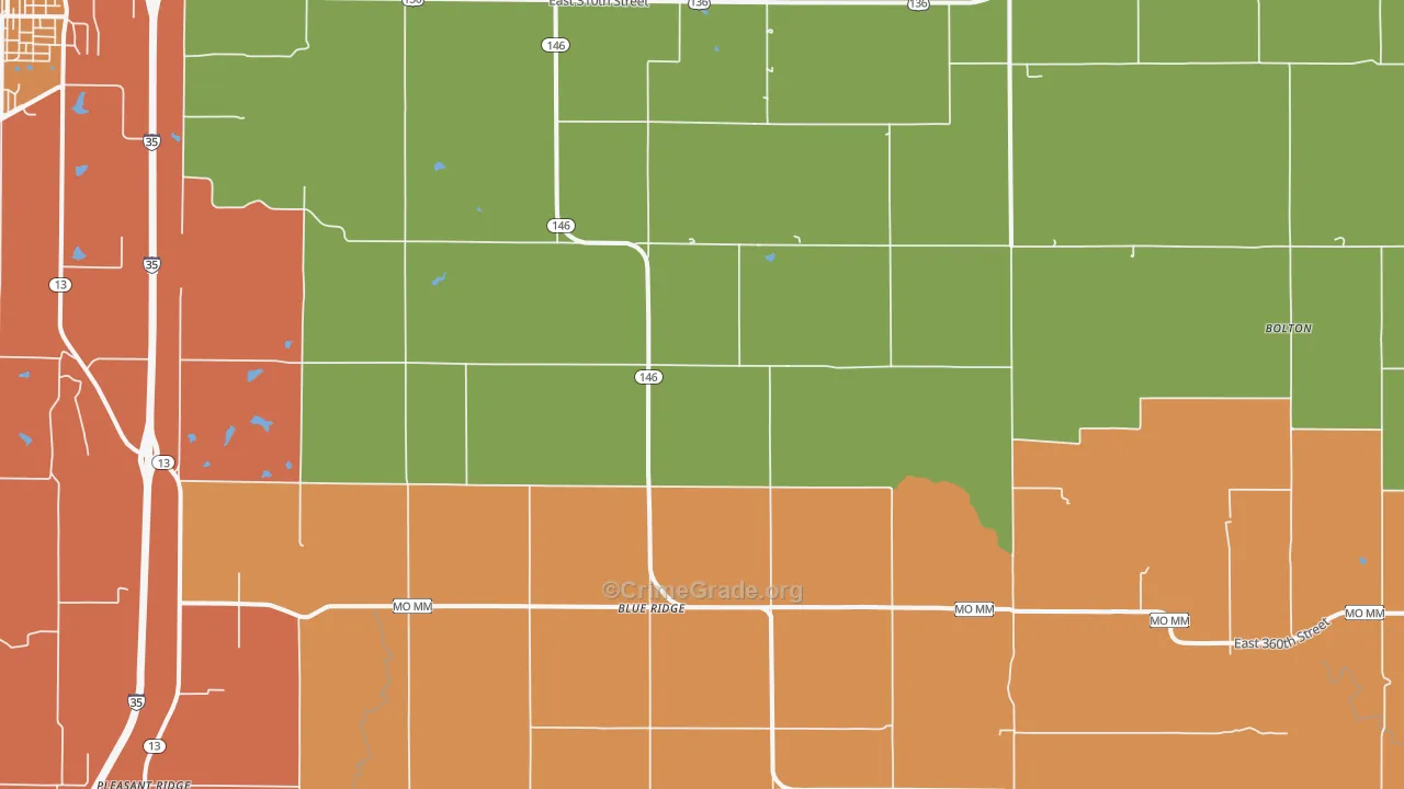 Blue Ridge, MO Map of Assault Rates