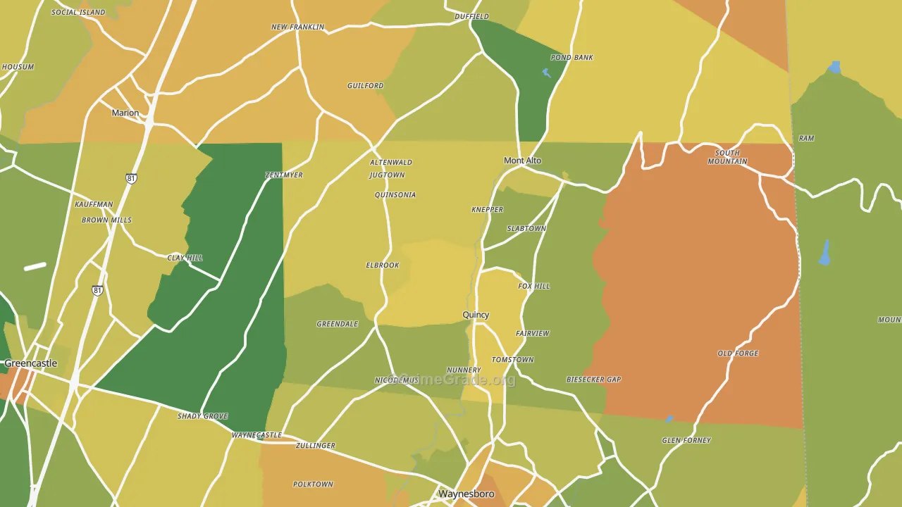 Blue Ridge Summit, PA Map of Assault Rates