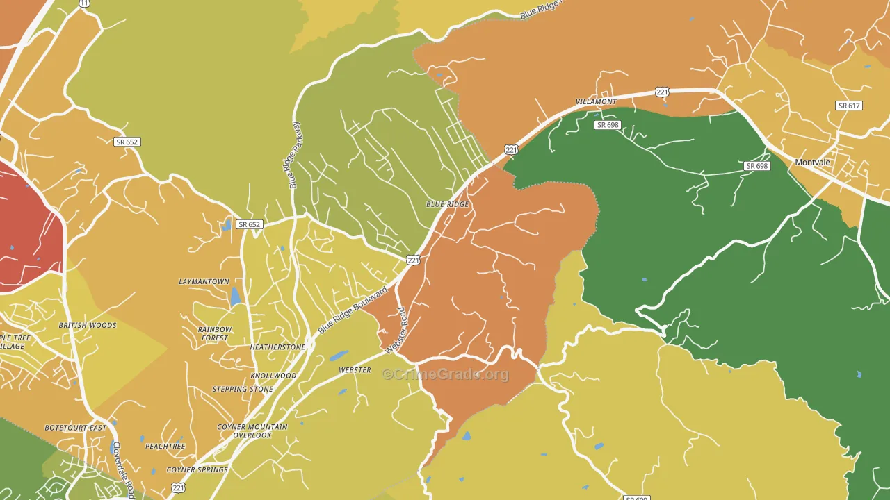 Blue Ridge, VA Map of Assault Rates