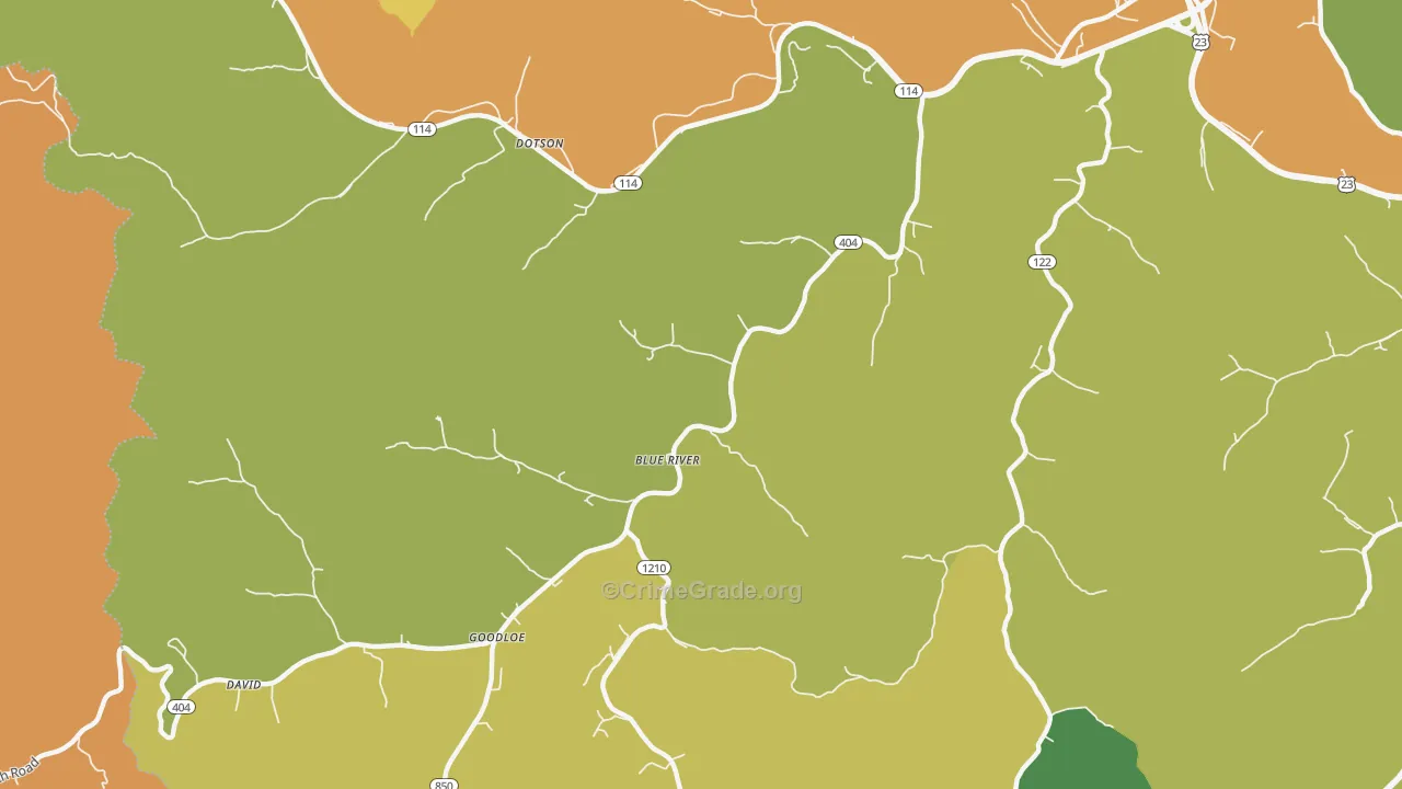 Blue River, KY Map of Assault Rates