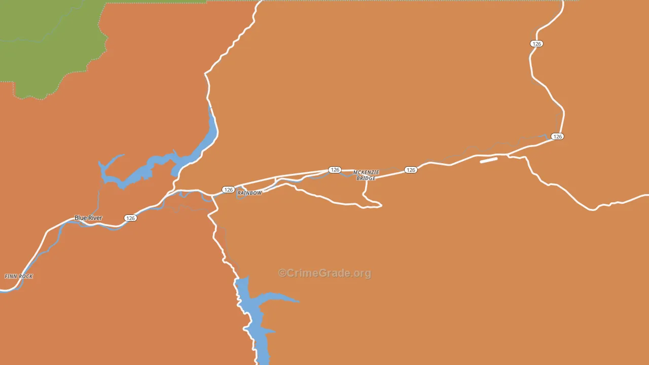 Blue River, OR Map of Assault Rates