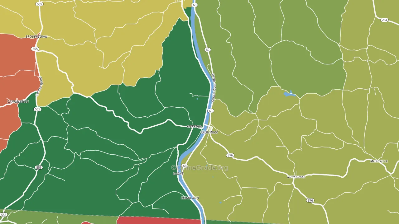 Blue Rock, OH Map of Assault Rates