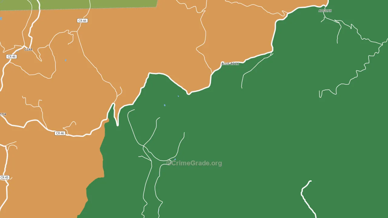 Blue Rock, WV Map of Assault Rates